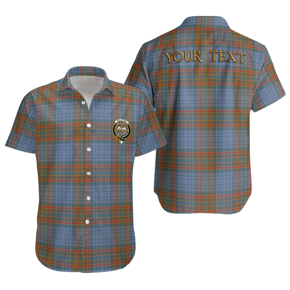 ScotsTee Shop Scottish Ralston UK Weathered Clan Crest Personalized Tartan Short Sleeve Shirt