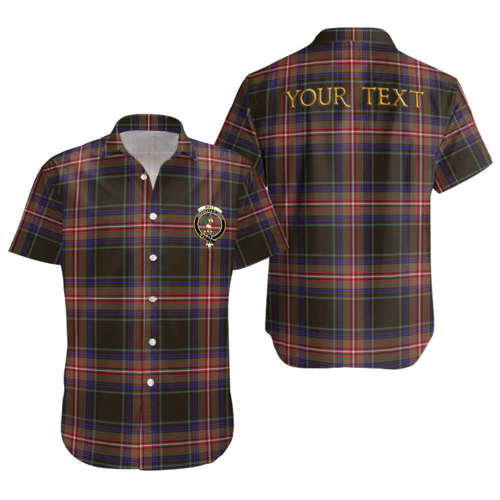 ScotsTee Shop Scottish Watt (Wate) Weathered Clan Crest Personalized Tartan Short Sleeve Shirt