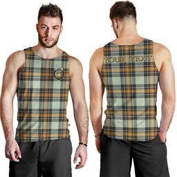 ScotsTee Shop Scottish Burns Modern Clan Crest Personalized Tartan Tank Top for Men