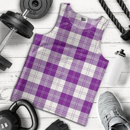 ScotsTee Shop Scottish Erskine Purple Clan Crest Personalized Tartan Tank Top for Men