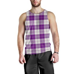 ScotsTee Shop Scottish Erskine Purple Clan Crest Personalized Tartan Tank Top for Men