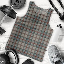 ScotsTee Shop Scottish Dinwoodie Weathered Clan Crest Personalized Tartan Tank Top for Men