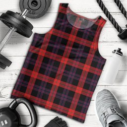 ScotsTee Shop Scottish Brown (Broun) Modern Clan Crest Personalized Tartan Tank Top for Men
