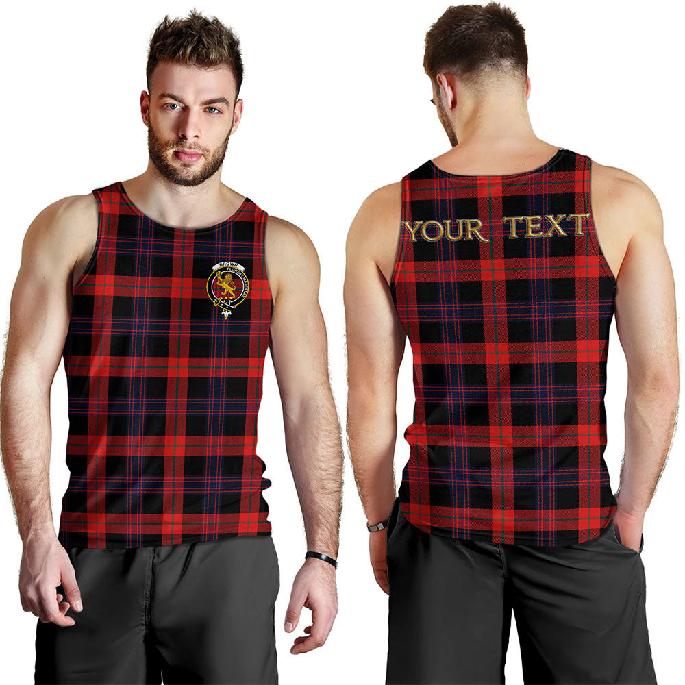 ScotsTee Shop Scottish Brown (Broun) Modern Clan Crest Personalized Tartan Tank Top for Men