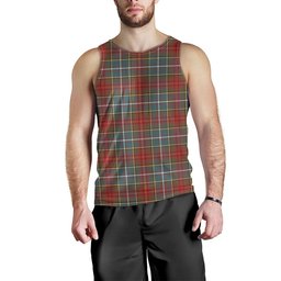 ScotsTee Shop Scottish Crozier Weathered Clan Crest Personalized Tartan Tank Top for Men