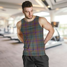 ScotsTee Shop Scottish Laurie Weathered Clan Crest Personalized Tartan Tank Top for Men