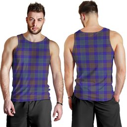 ScotsTee Shop Scottish Lang (Laing) Weathered Clan Crest Personalized Tartan Tank Top for Men