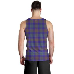 ScotsTee Shop Scottish Lang (Laing) Weathered Clan Crest Personalized Tartan Tank Top for Men