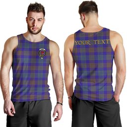ScotsTee Shop Scottish Lang (Laing) Weathered Clan Crest Personalized Tartan Tank Top for Men