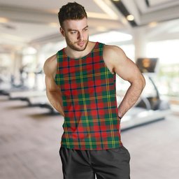 ScotsTee Shop Scottish Hutcheson Modern Clan Crest Personalized Tartan Tank Top for Men