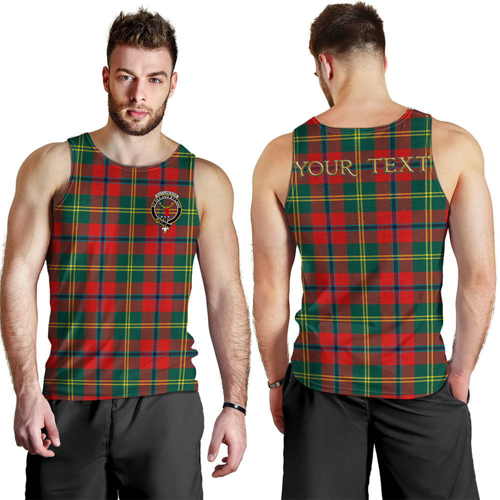 ScotsTee Shop Scottish Hutcheson Modern Clan Crest Personalized Tartan Tank Top for Men