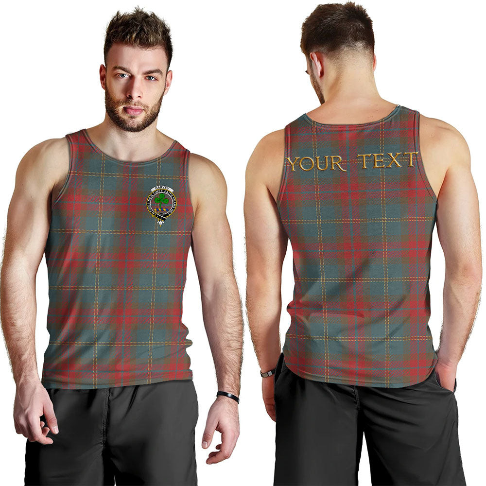 ScotsTee Shop Scottish Harvey Weathered Clan Crest Personalized Tartan Tank Top for Men
