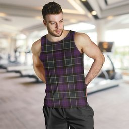 ScotsTee Shop Scottish Syme Weathered Clan Crest Personalized Tartan Tank Top for Men