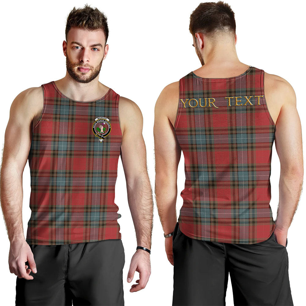 ScotsTee Shop Scottish Manson Weathered Clan Crest Personalized Tartan Tank Top for Men