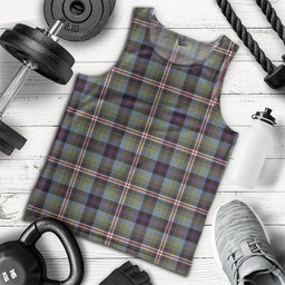 ScotsTee Shop Scottish Reid (Mill City) Weathered Clan Crest Personalized Tartan Tank Top for Men