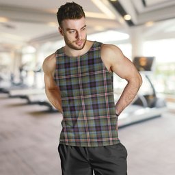 ScotsTee Shop Scottish Reid (Mill City) Weathered Clan Crest Personalized Tartan Tank Top for Men