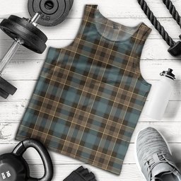 ScotsTee Shop Scottish Mowat Weathered Clan Crest Personalized Tartan Tank Top for Men