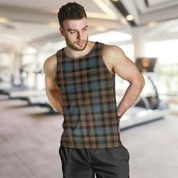 ScotsTee Shop Scottish Mowat Weathered Clan Crest Personalized Tartan Tank Top for Men