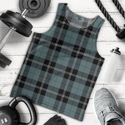 ScotsTee Shop Scottish Ramsay Blue Weathered Clan Crest Personalized Tartan Tank Top for Men