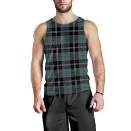 ScotsTee Shop Scottish Ramsay Blue Weathered Clan Crest Personalized Tartan Tank Top for Men