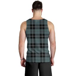ScotsTee Shop Scottish Ramsay Blue Weathered Clan Crest Personalized Tartan Tank Top for Men