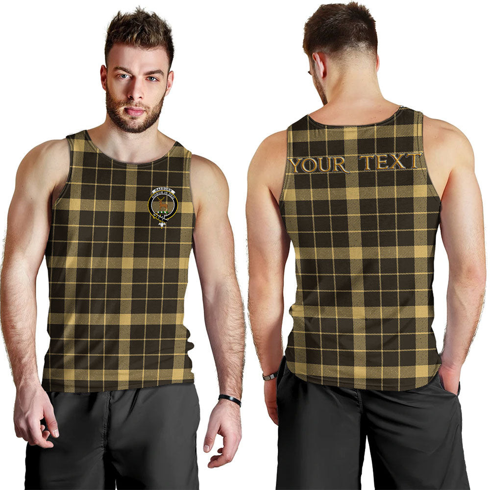 ScotsTee Shop Scottish Raeburn Weathered Clan Crest Personalized Tartan Tank Top for Men