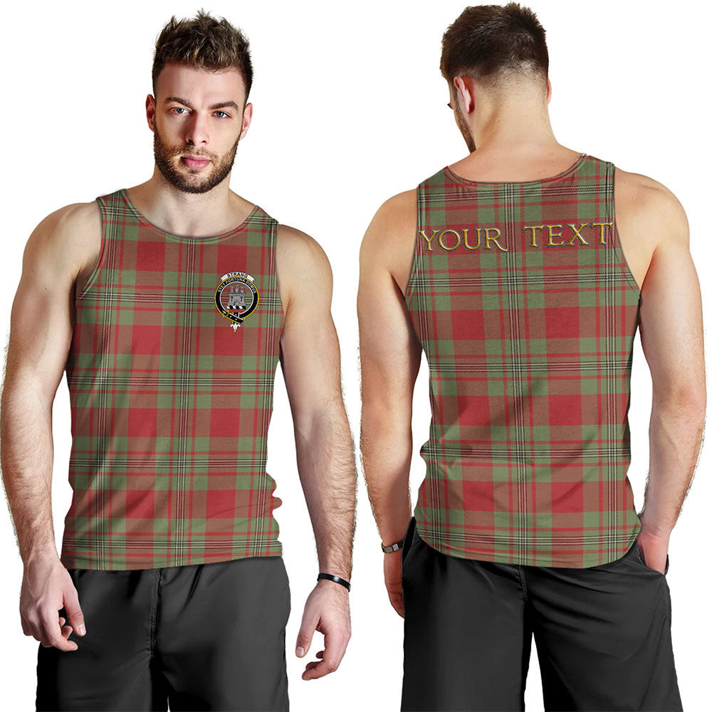 ScotsTee Shop Scottish Strang Weathered Clan Crest Personalized Tartan Tank Top for Men