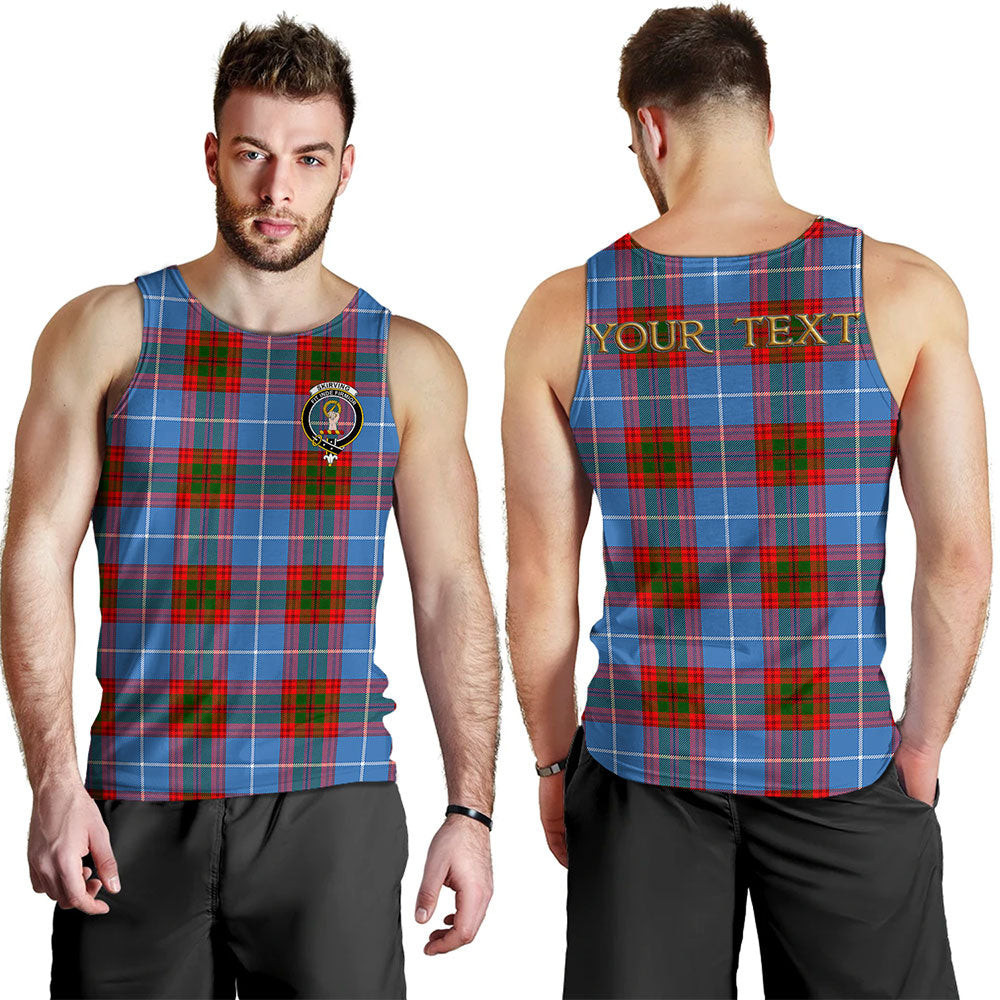 ScotsTee Shop Scottish Skirving Clan Crest Personalized Tartan Tank Top for Men