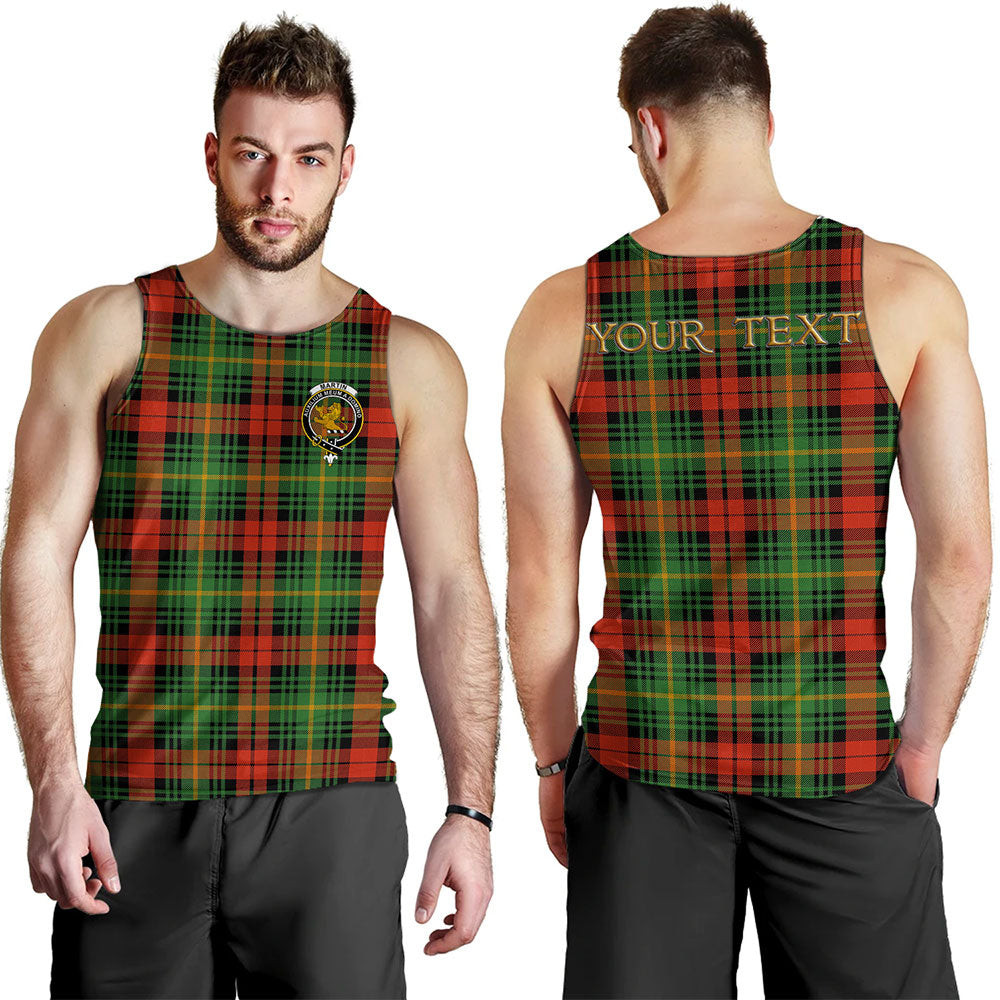 ScotsTee Shop Scottish Martin Ancient Clan Crest Personalized Tartan Tank Top for Men