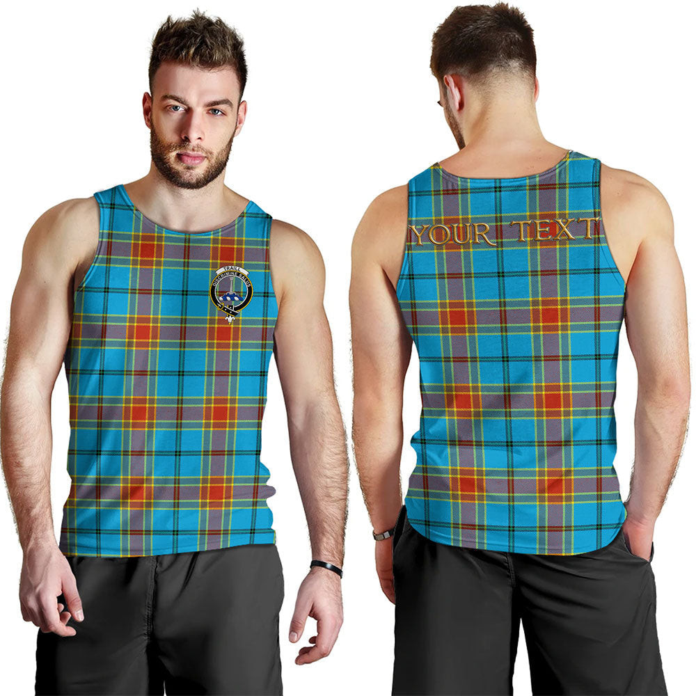 ScotsTee Shop Scottish Traill (Trayle) Weathered Clan Crest Personalized Tartan Tank Top for Men