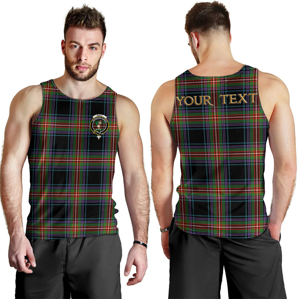 ScotsTee Shop Scottish Watt (Wate) Ancient Clan Crest Personalized Tartan Tank Top for Men