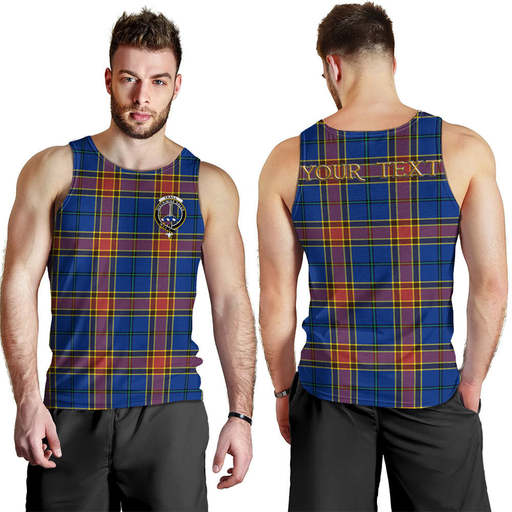 ScotsTee Shop Scottish Traill (Trayle) Modern Clan Crest Personalized Tartan Tank Top for Men