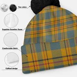 ScotsTee Shop Scottish Carlisle (Carlill) Weathered Clan Crest Tartan Bobble Beanie Hat