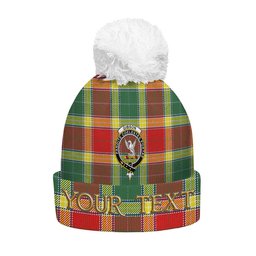ScotsTee Shop Scottish Gibson (Gibbs) Modern Clan Crest Tartan Bobble Beanie Hat