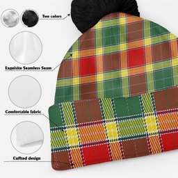 ScotsTee Shop Scottish Gibson (Gibbs) Modern Clan Crest Tartan Bobble Beanie Hat