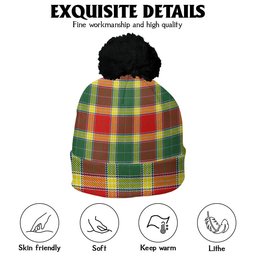 ScotsTee Shop Scottish Gibson (Gibbs) Modern Clan Crest Tartan Bobble Beanie Hat