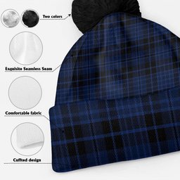 ScotsTee Shop Scottish Clark (Clergy) Modern Clan Crest Tartan Bobble Beanie Hat