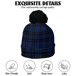 ScotsTee Shop Scottish Clark (Clergy) Modern Clan Crest Tartan Bobble Beanie Hat