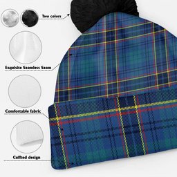 ScotsTee Shop Scottish Dempster Modern Clan Crest Tartan Bobble Beanie Hat