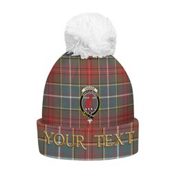 ScotsTee Shop Scottish Crozier Weathered Clan Crest Tartan Bobble Beanie Hat