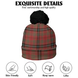 ScotsTee Shop Scottish Fulton 1999 Weathered Clan Crest Tartan Bobble Beanie Hat