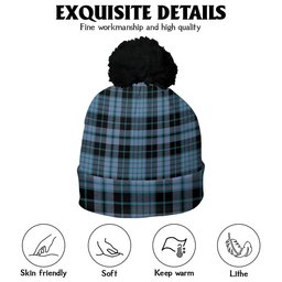 ScotsTee Shop Scottish Clark (Clergy) Ancient Clan Crest Tartan Bobble Beanie Hat