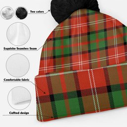 ScotsTee Shop Scottish Nisbet (Nisbit) Ancient Clan Crest Tartan Bobble Beanie Hat