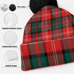 ScotsTee Shop Scottish Nisbet (Nisbit) Modern Clan Crest Tartan Bobble Beanie Hat