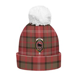 ScotsTee Shop Scottish Nisbet (Nisbit) Weathered Clan Crest Tartan Bobble Beanie Hat