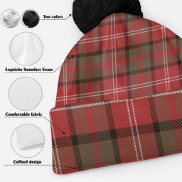 ScotsTee Shop Scottish Nisbet (Nisbit) Weathered Clan Crest Tartan Bobble Beanie Hat
