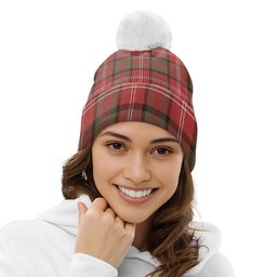ScotsTee Shop Scottish Nisbet (Nisbit) Weathered Clan Crest Tartan Bobble Beanie Hat