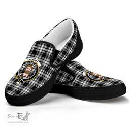 ScotsTee Shop Scottish Menzies Black & White Modern Clan Crest Tartan Slip-on Shoes