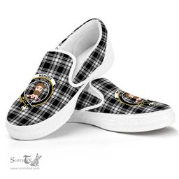 ScotsTee Shop Scottish Menzies Black & White Modern Clan Crest Tartan Slip-on Shoes