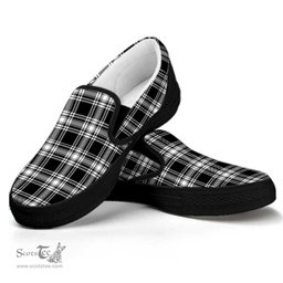 ScotsTee Shop Scottish Menzies Black & White Modern Clan Tartan Slip-on Shoes